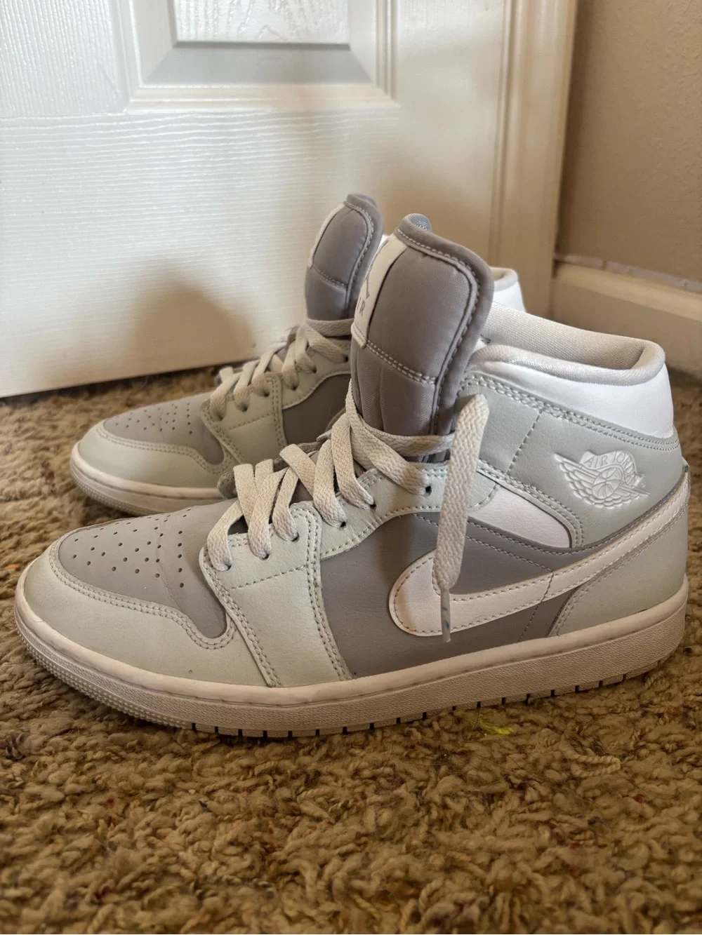 Jordan High-Top Sneakers in Light Gray and White